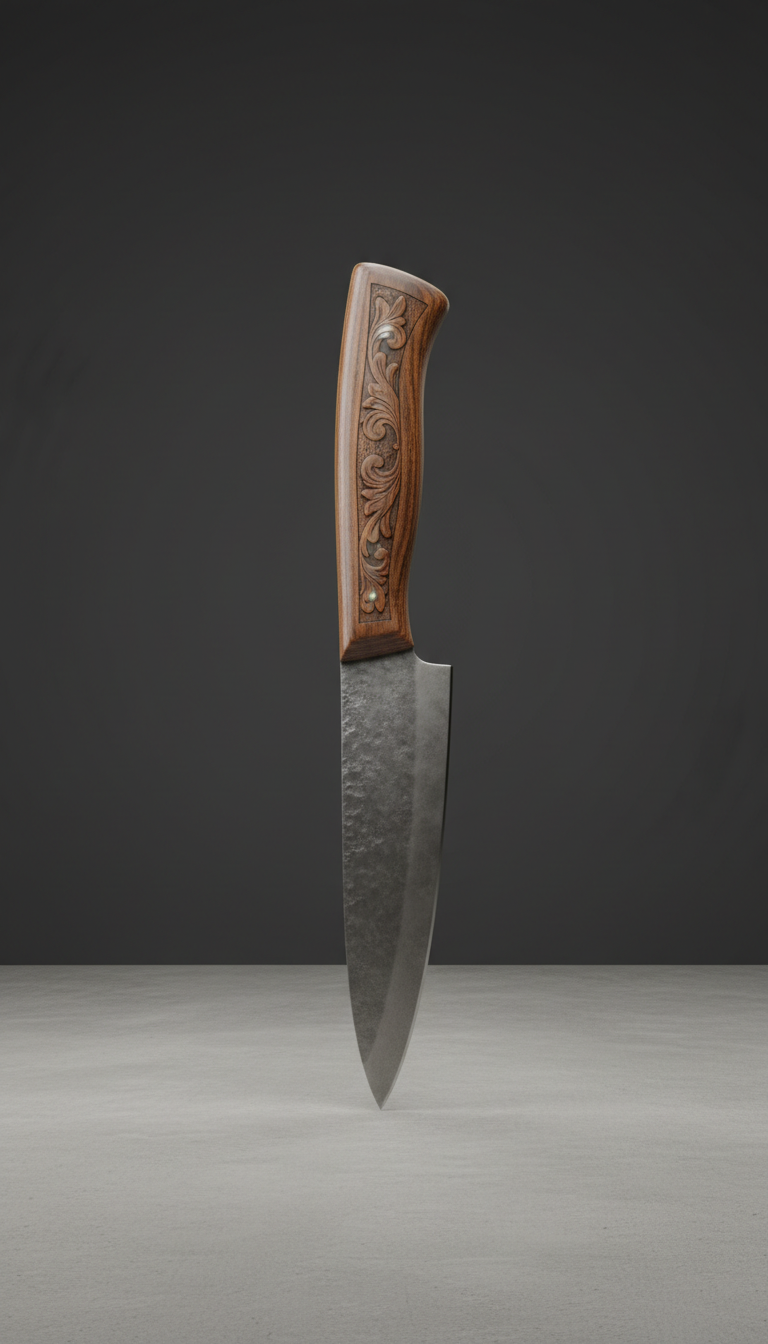 Engraved Hardwood Chef's Knife Walnut Handle